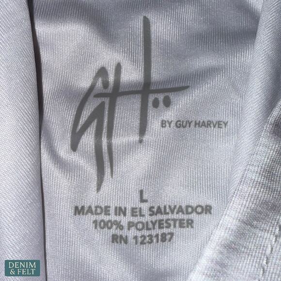 Guy Harvey White Fishing Hoodie LS Marlin American Flag UPF50 Performance L NEW - Picture 6 of 7